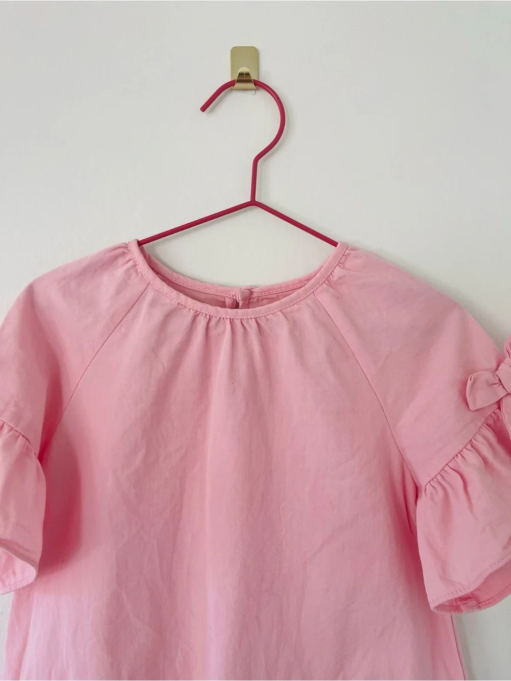 Zara Pink Bow-Sleeve Tiered Dress